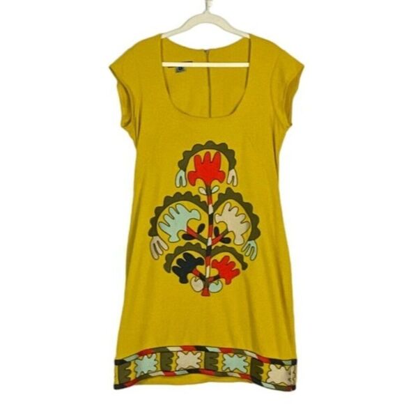 French Connection Women's Yellow Dress 100% Cotton, Embroidered Design, size 12 - Picture 2 of 8